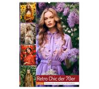 Retro Chic der 70er Retro Chic der 70er Fantasievolle Anlehnung an die Modeära (Wandkalender 2026 DIN A2 hoch), CALVENDO Monatskalender: Botanical ... und Overalls wie auf der der Flower-Power-Ära