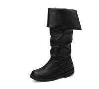 Retro Chic Knight Boots, Stivali Rinascimentali, Stivali Pirata Medievali, Stivali Gotici Per Gli Uomini E Le Donne Che Tirano Il Vitello, Stivali Jazz Piatti(41, Black)