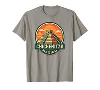 Retro Chichen Itza Mexico Travel Badge Piramide Maglietta