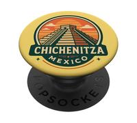 Retro Chichen Itza Mexico Travel Badge Piramide PopSockets PopGrip Adesivo