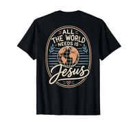 Retro Christian Faith Gesù Mondo Messaggio per credenti Maglietta