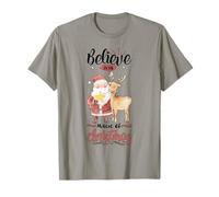 Retro Christmas Believe in The Magic Cute Renna & Santa Maglietta