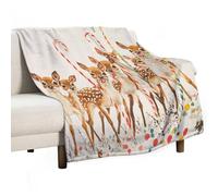 Retro Christmas Fawn Deer Candy Cane Holly Jolly Believe Coperta da Tiro Calda Plaid Peluche Coperta da Viaggio per Poltrona Viaggi Letto 150x200cm