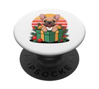 Retro Christmas French Bulldog X-Mas Ornaments Frenchie PopSockets PopGrip Adesivo