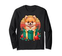 Retro Christmas Pomeranian X-mas Ornaments Pomeranians Maglia a Manica