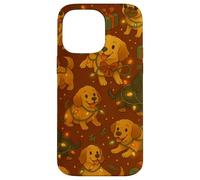 Retro Christmas Puppy Pattern Cute Dogs con luci natalizie Custodia per iPhone 14 Pro Max