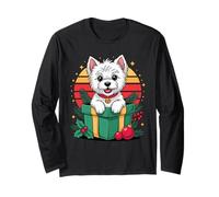 Retro Christmas West Highland White Terrier X-mas Westie Maglia a Manica