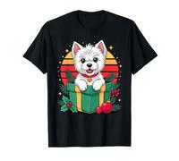 Retro Christmas West Highland White Terrier X-mas Westie Maglietta