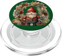 Retro Christmas Wreath With Pine Cones Cute Christmas Gnome PopSockets PopGrip per MagSafe