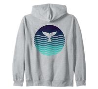 Retro Coda di Balena Ocean Wave Grafica Estate Mare Vita costiera Felpa con Cappuccio
