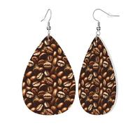 Retro Coffee Beans Print Orecchini Leggera Pendenti Moda Orecchini In Pelle Per Decorazioni Tutti I Giorni
