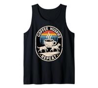 Retro Coffee Huskies Repeat Funny Husky Lover, Slitta trainata da Cani Canotta
