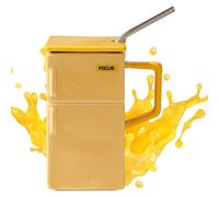 Retro Coffee Mug - Ceramic Fridge Design | 550ml Lid & Straw Included