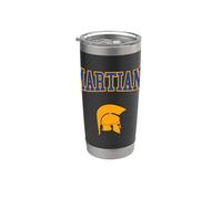 Retro College Blu Arancione Marziani Sport Bicchiere termico in acciaio inox doppia parete