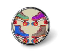 Retro Colorato Pattini A Rullo Distintivo Rotondo Carino Smalto Spilla Spilla Spilla Personalizzata Abbigliamento Decorazione Unisex Badge Holder Cappelli Borse Camicie Decor