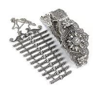 Retro Colore Argento Caucaso Cintura Pettorale Donne Etnico Matrimonio Catena Del Corpo Gioielli Di Cristallo