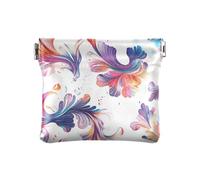 Retro Colorful modello delle donne PU pelle portamonete conveniente mini trucco borsa per le donne, Motivo retrò colorato, 4.33"(L) x 3.74"(W) x 0.39"(H), classico