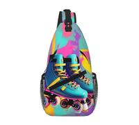 Retro Colorful Pattini A Rullo Sling Borsa Petto Per Uomini E Donne Piccola Borsa A Tracolla Impermeabile Mini Crossbody Daypack Per Escursioni