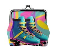 Retro Colorful Roller Skates Stampa Squisito Bacio Blocco Portafoglio Compatto Versatile Donne Portamonete Piccolo Sacchetto Della Cerniera
