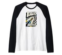 Retro Computer Baud Barrier Vintage Dial Up Modem Graphic Maglia con Maniche Raglan