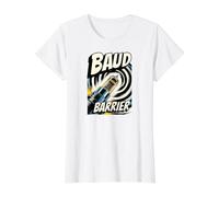 Retro Computer Baud Barrier Vintage Dial Up Modem Graphic Maglietta con Stampa Grafica Economica, Donna, Bianco, S