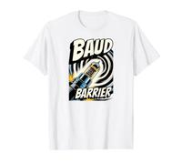 Retro Computer Baud Barrier Vintage Dial Up Modem Graphic Maglietta con Stampa Grafica Economica, Uomo, Bianco, M