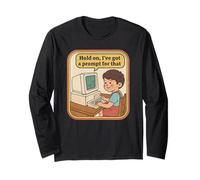 Retro Computer Kid - I've Got A Prompt for That Design Maglia a Manica