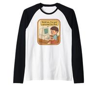 Retro Computer Kid - I've Got A Prompt for That Design Maglia con Maniche Raglan