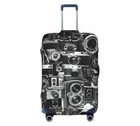 Retro Cool Camera Collection - Copertura per valigia, trolley, elastica, lavabile, antigraffio, adatta per 45-81 cm, bianco, L
