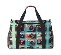Retro Cool Camera Collection stampa Carry on Bag Underseat Personal Item Bag Travel Duffel Bag Gym Carry On Sports Bag, nero, Taglia unica