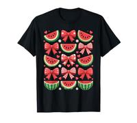 Retro Coquette Bow Watermelon Sweet Summer Vacation Vibes Maglietta