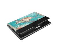 Retro Coralli Tartaruga Marina Sottile Porta Biglietti Da Visita Con Cuoio & In Acciaio Inox Porta Carte Per Uso Incontro di Lavoro