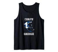 Retro Corfù Grecia Distressed Grecia Bandiera Canotta