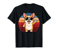 Retro Corgi Cane Mamma Cane papà Divertente Corgi Maglietta