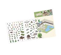 Retro Cortile Adesivo Decorativo Stili Cinesi Scena Paesaggio Diario Forniture Bambino Bambino Paesaggio Cinese Scena Retro Cortile Mano Etichetta Account