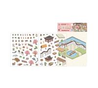 Retro Cortile Adesivo Decorativo Stili Cinesi Scena Paesaggio Diario Forniture Bambino Bambino Paesaggio Cinese Scena Retro Cortile Mano Etichetta Account