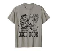 Retro Cowgirl ReadingTee Saddle Up con un buon libro western Maglietta