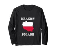 Retro Cracovia Polonia Distressed Polonia Bandiera Maglia a Manica