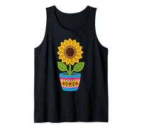 Retro Crochet-Style Girasole Fioriera Stampa Forme Mania Canotta
