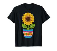 Retro Crochet-Style Girasole Fioriera Stampa Forme Mania Maglietta