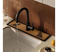 Retro Cuoio Tappetino Rubinetto Rubinetto spruzzo Guardia Assorbente paraspruzzi per Rubinetto Diatom Fango Rubinetto drenaggio Tappetino Acqua asciugatrice Cuscinetti,D,14 * 60cm