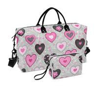 Retro Cuore Pesca Floreale Colorato Pernottamento Viaggio Duffel Bag Carry on Weekender Pernottamento Borsa Palestra Tote Bag con Cinghia Regolabile per Viaggio Pieghevole bolsas de para Mujer en