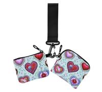 Retro Cuore Pesca Floreale Colorato Portamonete da Donna Porta Carino Moda Portamonete Portamonete con Portachiavi per Lavoro Viaggi 2 Peach, Retro Cuore Pesca Floreale Colorato, 1 formato, Casual