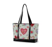 Retro Cuore Pesca Floreale Colorato Robusto tote bag portatile con cerniera insegnante tote bag per ufficio con cartera para laptop de mujer
