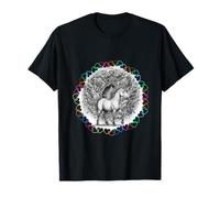 Retro cuore unicorno donne ragazze cavallo unicorni cavalli Maglietta