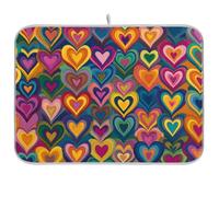 Retro Cuori Colorati A Righe Riutilizzabile Asciugatura Piatto mat 18x24 Rettangolo Grande Scolapiatti mat Decorativo Home Decor Essentials