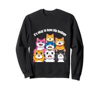 Retro Cute Cat It's OK to Have Big Feelings Salute mentale Felpa