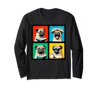Retro Cute Pug Funny Youth Life di Dad Mom Meme Books Maglia a Manica