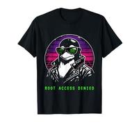 Retro Cyborg Nerd Supporto IT Divertente Codice Linux Maglietta