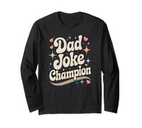 Retro Dad Joke Champion Festa del papà papà papà Compleanno Maglia a Manica